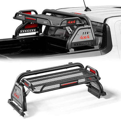 Roll Bar for Truck with Cargo Basket, Adjustable Sport Bed Bar Chase Rack Compatible with Full-Size Pickup Trucks Ford F-150, Chevy Silverado 1500, Ram 1500, GMC Sierra 1500, Tundra, Titan