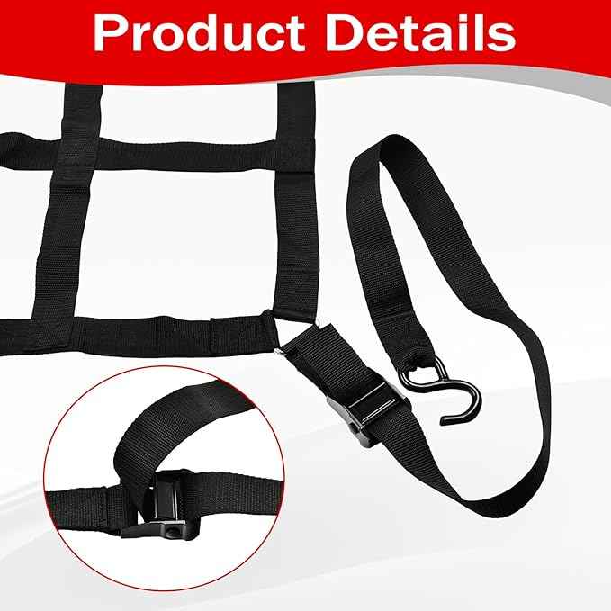 Heavy Duty 66" x 50" Truck Bed Cargo Net with Adjustable Cam Buckles & S-Hooks,5.5' x 4.17' Cargo Net with 1100LBS Capacity for Pickup Truck Bed Trailer SUV Jeeps