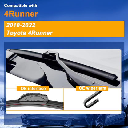 Windshield Wiper Blade Replacement for Toyota 4Runner 2010-2022 Original Equipment Replacement Front Rear Wiper Blades - 24" 20" 12" (Set of 3) U/J Hook