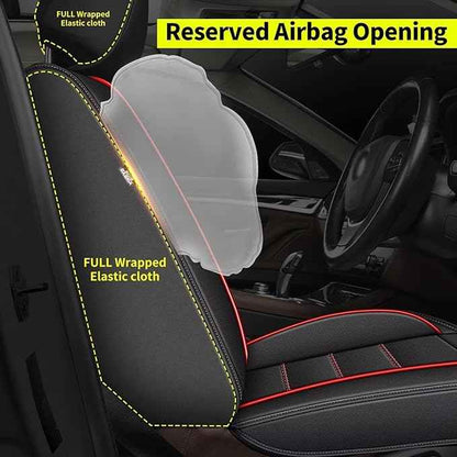 Car Seat Covers Fit for Chevy Equinox 2011-2024 2025 2026: Full Set Luxury Leather Automotive Seat Covers, Car Seat Protector(5 Seats, Black&Redline)