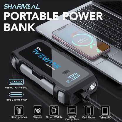 3000A Battery Capacity Jump Starter Power Pack with 3 Modes Flashlight and Jumper Cable