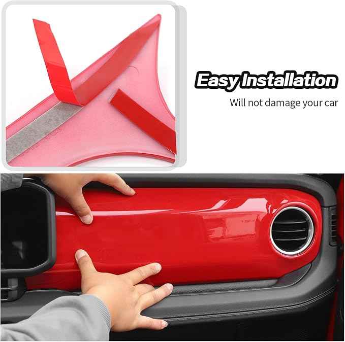 JeCar 2pcs for 2024+ Jeep Wrangler JL Red Interior Accessories Center Console Dash Panel Cover Trim