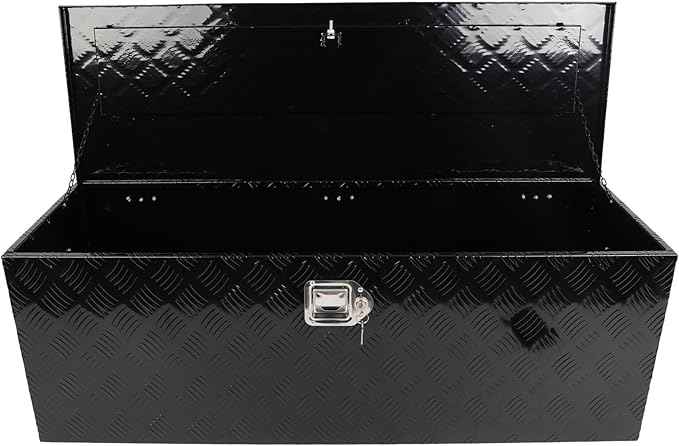 SCITOO 44 Inch Diamond Plate Truck Bed Tool Box,Aluminum Heavy Duty Crossover Storage for Most Full Size Pickups,Lockable Weatherproof Chest,Fits 44" Truck Beds,Easy Access to Load and Unload