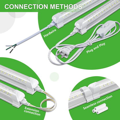 8Pack 8FT LED Shop Light Garage Light,100W 6000K White Light 15000LM Super Bright,Hanging/Surface Mount,Linkable T8 LED Tube Lights for Garage,Warehouse, Workshop,Plug and Play