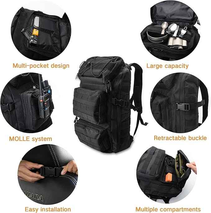 Universal Tactical Vehicle Back Seat Organizer Tactical Backpack with Multi-Pockets MOLLE Backpack