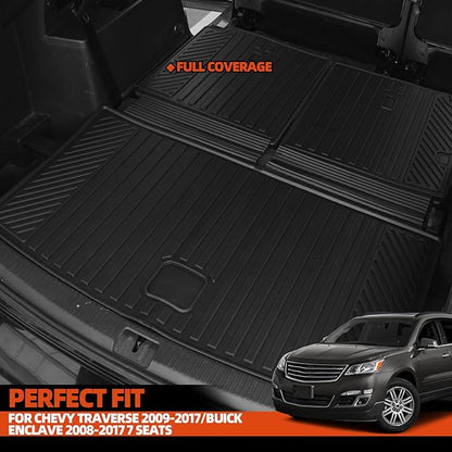 All Weather Cargo Mat for Chevy Traverse 2009-2017/Buick Enclave 2008-2017 7 Seats Trunk Mat & Backrest Mat for Chevy Traverse Odorless Anti-Slip Accessories