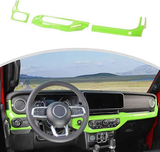 CheroCar for JL Center Console Headlight Air Conditioning Control Panel & Co-Pilot Handle Panel Interior Accessories fit for Jeep Wrangler JL JLU 2024+,Light Green