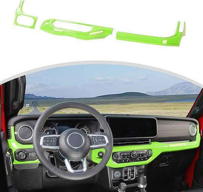 CheroCar for JL Center Console Headlight Air Conditioning Control Panel & Co-Pilot Handle Panel Interior Accessories fit for Jeep Wrangler JL JLU 2024+,Light Green