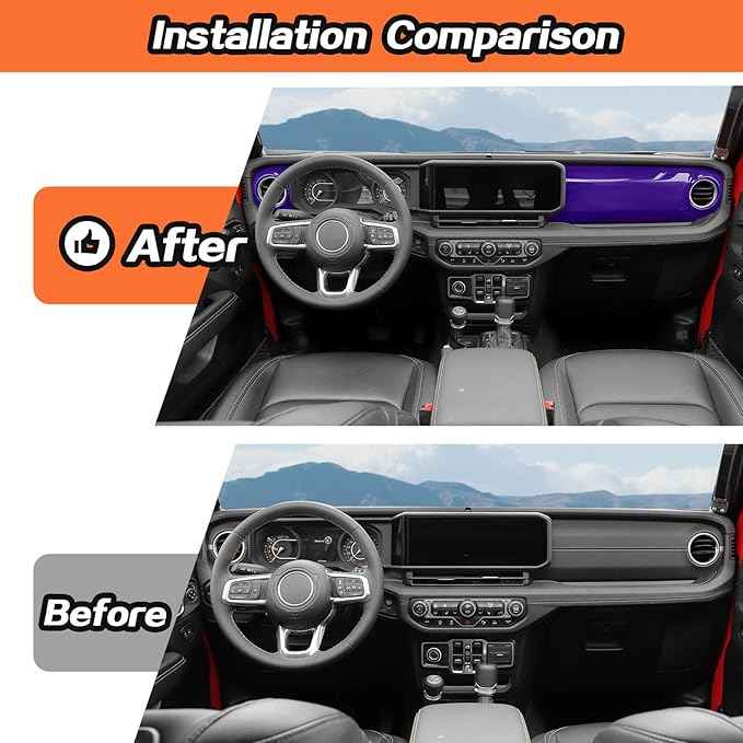 JeCar Purple Center Console Dashboard Trim Overlay for 2024+ Jeep Wrangler JL Interior Accessories (2pcs)