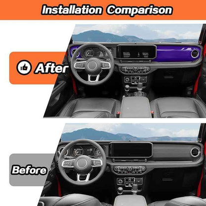 JeCar Purple Center Console Dashboard Trim Overlay for 2024+ Jeep Wrangler JL Interior Accessories (2pcs)