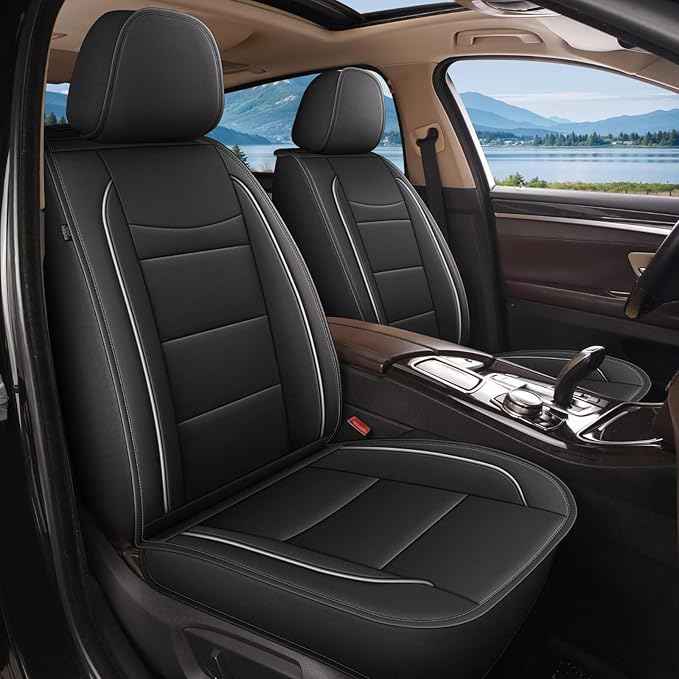 YORKNEIC Full Set Seat Covers Fit for Ford Explorer 2004-2025 2026: Faux Leather Car Seat Covers - Waterproof Car Seat Protector(Black)