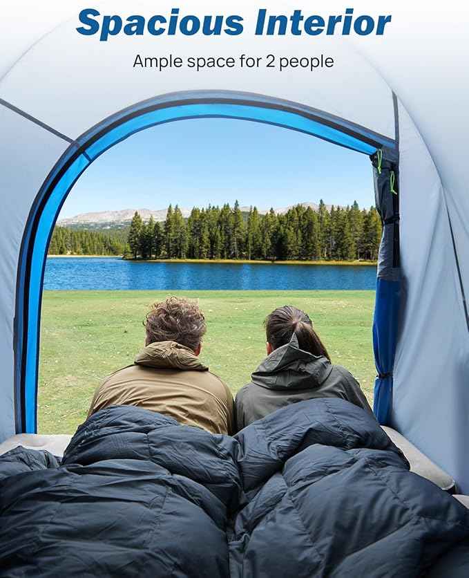 JOYTUTUS Truck Tent, Portable Truck Bed Tent with Rainfly, Truck Tent for 6.0'-6.3' with Fiberglass Pole, Waterproof PU2000mm Double Layer for 2 Person - Blue