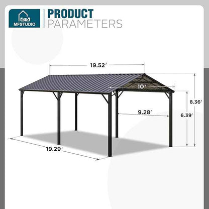 MFSTUDIO Carport 10x20 ft, Outdoor Heavy Duty Metal Shed Carports, Metal Garage Car Shelter Shade Car Port with Galvanized Roof, Frame and Bolts for Cars, Truck and Boats
