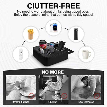 Autorder Back Seat Cup Holder for Car, Couch Cup Holder, Car Truck Boat RV Organizer, Holds Coffee Cups, Books, Phones, Remote Controls - PU Leather Black