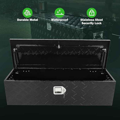 SCITOO 39 Inch Truck Bed Tool Box,Aluminum Heavy Duty Diamond Plate Crossover Storage for Most Full Size Pickups,Lockable Weatherproof Chest,Fits 39" Truck Beds,Easy Access to Load and Unload