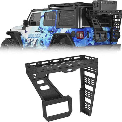 Hooke Road JL Tailgate Spare Tire Cargo Basket Rack for 2018-2026 Jeep Wrangler JL 2/4 Doors, Rear Cargo Storage Tray for Overlanding Gear