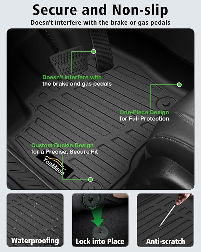 Floor Mats & Cargo Liner Custom Fit for Ford Edge 2015-2024 2025 2026, Door Sill Guards, All Weather TPE Rubber Anti-Slip 1st & 2nd Row & Trunk Mat Floor Liners for Edge 2024 Accessories