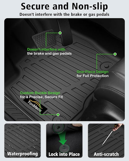 Floor Mats & Cargo Liner Custom Fit for Ford Edge 2015-2024 2025 2026, Door Sill Guards, All Weather TPE Rubber Anti-Slip 1st & 2nd Row & Trunk Mat Floor Liners for Edge 2024 Accessories