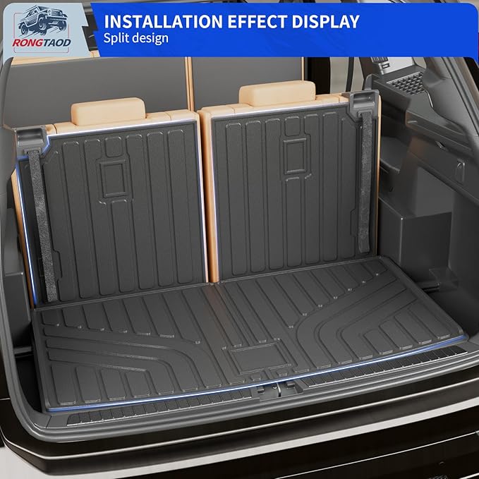 Rongtaod Floor Mats Compatible with 2018-2025 2026 Volkswagen Atlas (NOT for Cross Sport) Trunk Mat Cargo Liner Back Seat Cover 2024 VW Atlas Accessories (Trunk Mat with Backrest Mat+Floor Mats)