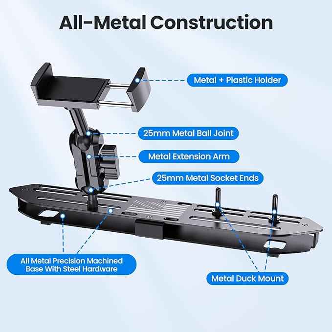 Upgraded Metal Phone Mount for Jeep Wrangler JL JLU 2018-2023 & Gladiator JT 2020 2021 2022 2023 Accessories, Dash Phone Holder with Duck Mounts System Kit (Not for 4xe & 2024+)