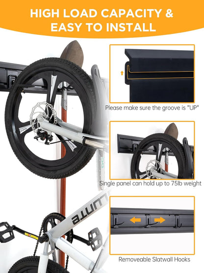 Slatwall Panels Garage Tool Organizer Wall Mount Garage Slat Wall Storage Systems, Bike Storage Rack Garage Organizers and Storage PVC Wall Panels Slat Wall Paneling