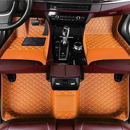 MAEVEN Customized Leather car Floor mats Suitable for 99% of car Models All-Weather Protection Waterproof Anti Slip Men's Women's car Liners (Orange)