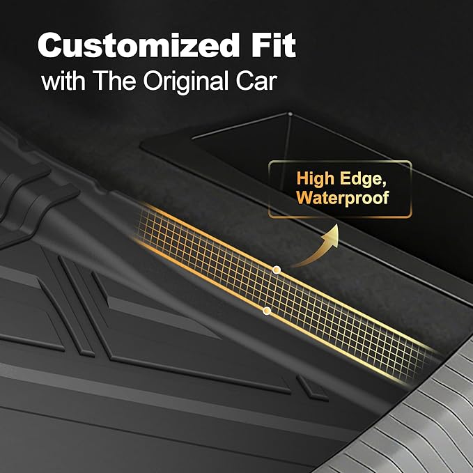 Cargo Liner Compatible with Cadillac CT5 CT5-V 2020-2025 2026 Weather-Resistant Trunk Mats for Cars with Raised Lip Non-Slip Car Rear Trunk Mat Tray Pad Boot