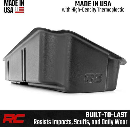 Rough Country Under Seat Storage for Chevy Silverado & GMC Sierra 1500/2500HD/3500HD Double Cab (2019-2026) - Custom Rear Under Seat Organizer Tray Without Lid