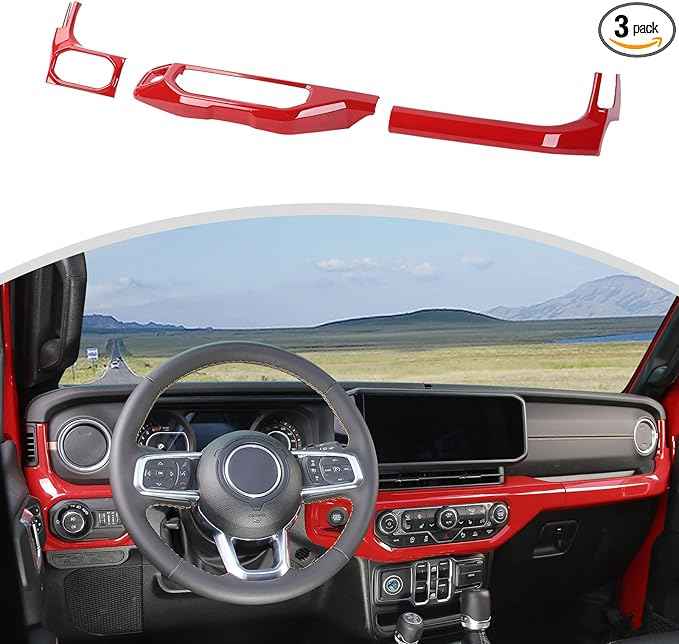 CheroCar for JL Center Console Headlight Air Conditioning Control Panel & Co-Pilot Handle Panel Interior Accessories fit for Jeep Wrangler JL JLU 2024 20205 2026,Red