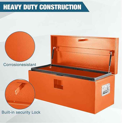 Black Steel Truck Bed Tool Box, Powder Coated Storage Chest, Weatherproof Trailer ToolBox Storage Organizer for Pickup, Truck Bed, RV, Trailer (30 * 15 * 15 - Orange)