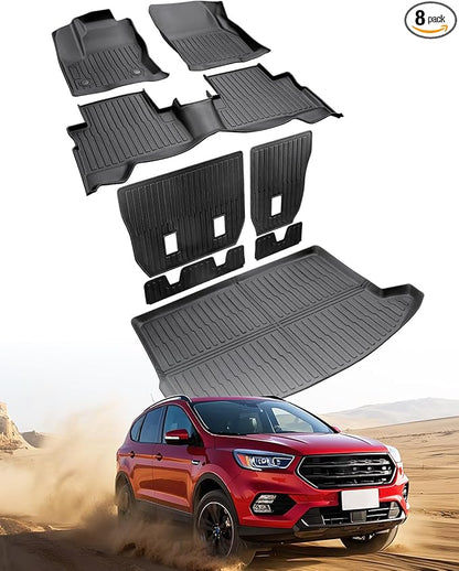 Custom Fit Floor Mats & Cargo Liner & Rear Seat Back Protectors for Ford Escape 2013-2019, All-Weather Rubber Mats, Full Interior Protection for SUV, Durable & Easy to Clean