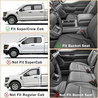 KUST Floor Mats for 2015-2026 Ford F-150/F150 Lightning SuperCrew Cab (Only for Rear Seat Without Under-Seat Fold Flat Storage), All Weather Car Mats for F150 Accessories TPE Rubber Raised Edge