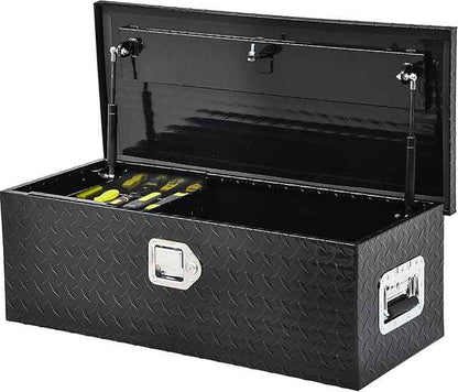 AUTOSAVER88 30 Inch Truck Bed Tool Box, Heavy Duty Aluminum Diamond Plate Tool Box Chest, Waterproof Chest Storage Box with Sliding Shelf and Lock for Trucks, Trailers, RVs, Warehouses