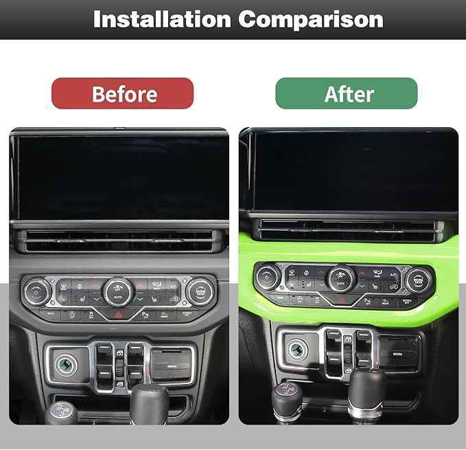 CheroCar for JL Center Console Headlight Air Conditioning Control Panel & Co-Pilot Handle Panel Interior Accessories fit for Jeep Wrangler JL JLU 2024+,Light Green
