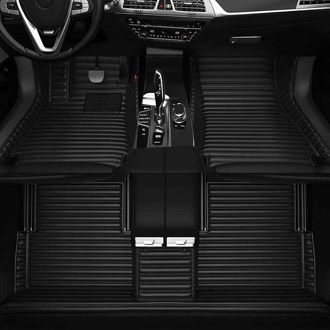 Customized Personalized car Floor MATS Luxury Full-Body car Floor mats are Suitable for 99% of Vehicle Models (Pickup Trucks/SUVs/sedans) and Offer Personalized Text Customization (=Black)