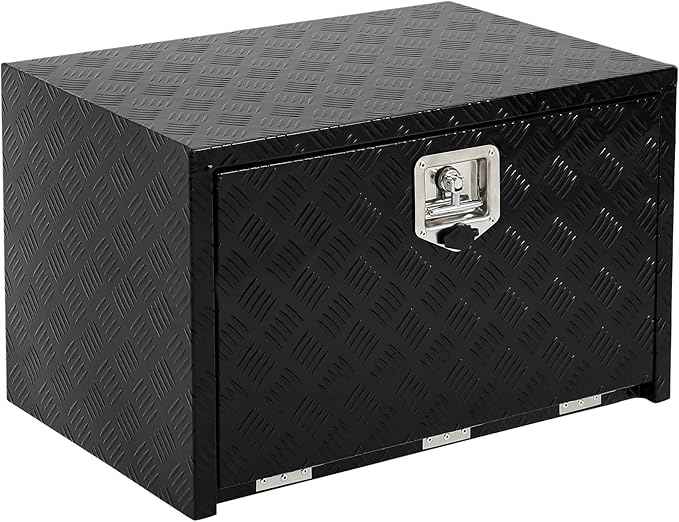 Heavy Duty Aluminum Truck Bed Tool Box,Diamond Plate Waterproof Underbody Toolbox with Sliding Shelf, Lock & Keys, Side Handle, Storage Organizer Chest for Pickup Truck, RV Trailer, Cargo Vehicles