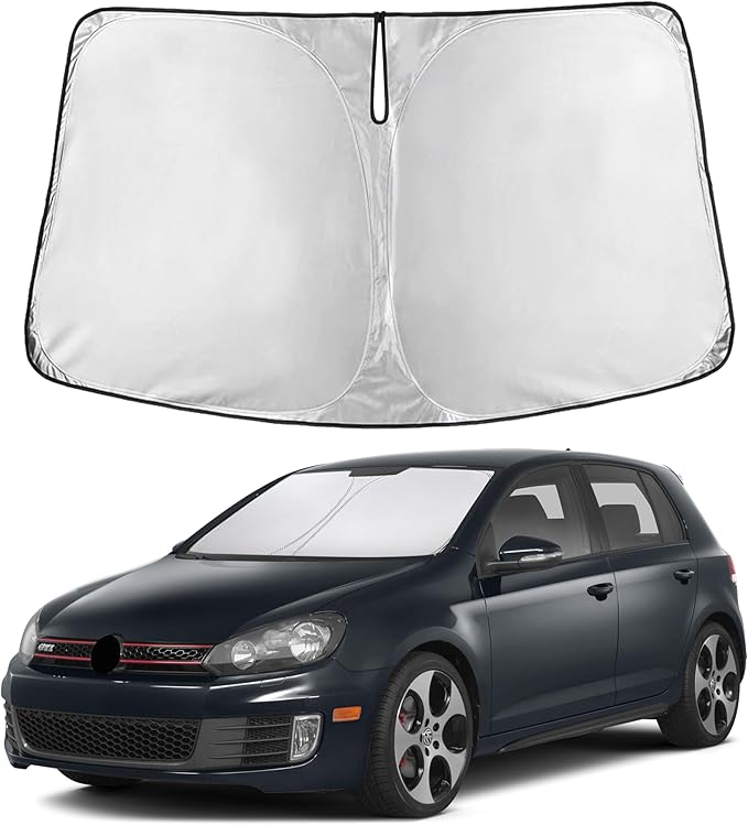 EcoNour Windshield Sun Shade for Volkswagen Golf MK6 2009–2014 | Front Window Sunshade | Foldable Car Sun Protector | Blocks UV Rays & Keeps Interior Cooler