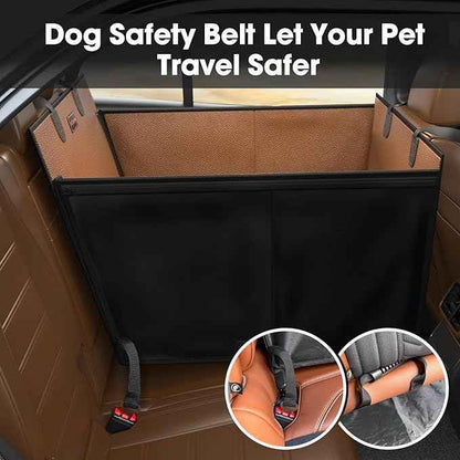 FURTIME Large Dog Car Seat, Upgraded PU Leather Back Seat Extender with Hard Bottom, Waterproof Pet Car Seat Cover for Medium Sized Dog, Pet Hammock for Cars, SUVs, Trucks, Brown