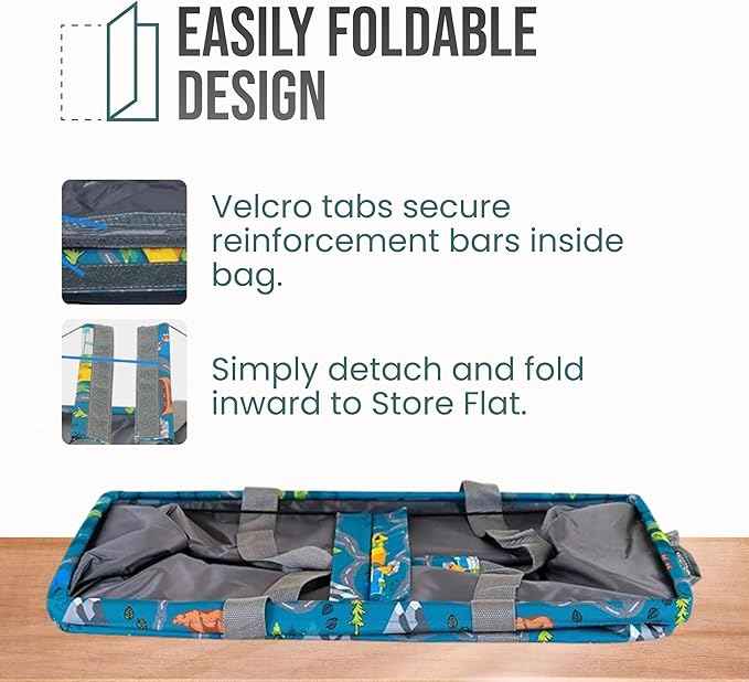 Extra Large Utility Tote Bag - Oversized Collapsible Reusable Wire Frame Rectangular Canvas Basket With Two Exterior Pockets For Beach, Pool, Laundry, Car Trunk, Storage - Camping