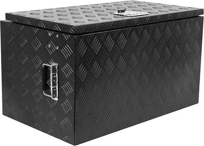 30 in Heavy Duty Aluminum Stripes Plated Tool Box Pick Up Truck Bed Rv Trailer Toolbox Diamond Plate Underbody Box Waterproof Square Storage Organizer With Side Handle, Lock & Keys