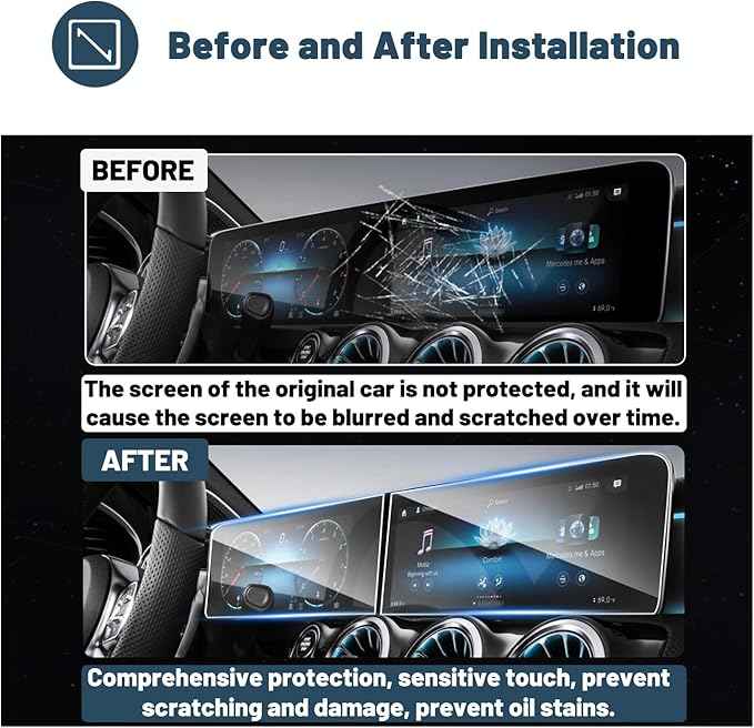 2020-2025 2026 GLB 250 Screen Protector for Benz GLB 250 10.25" Split Screen,for Mercedes Benz GLB 250 Accessories 9 HD Anti-glare Tempered Glass Compatible with 2020-2026 Mercedes GLB 250(2PCS)