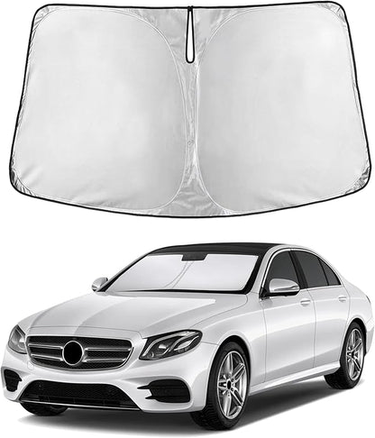 EcoNour Windshield Sun Shade Compatible for Mercedes Benz E Class 2010-2016 Front Window Sunshade Foldable Sun Visor UV & Heat Blocking Protection