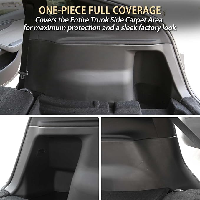 2PCS Rear Trunk Side Protector Covers for Tesla Model Y Juniper 2025 2026, Full Coverage Left & Right Trunk Side Guard Panel Protectors for Model Y Juniper Accessories, Anti-Scratch, Wear-Resistant
