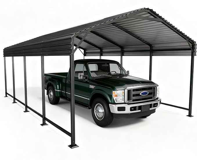 12x20 Heavy-Duty Metal Carport, Outdoor Galvanized Steel Shelter for Pickup Trucks, Motorcycles, Boats, Cars & Tractors