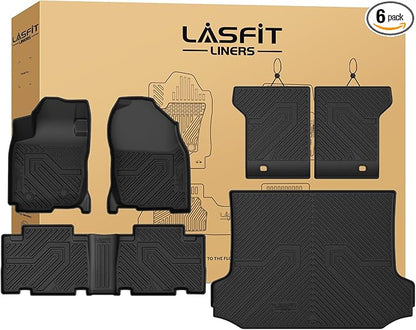 LASFIT Floor Mats & Backrest Mats & Trunk Mat for Toyota RAV4 2006-2012 5 Seat All Weather TPE Custom Fit Floor Liner 1st & 2nd Row & Seat Back & Trunk Mats Full Set Accessories, Black