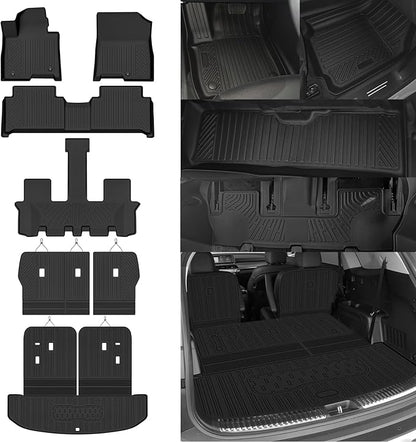 Custom Fit Floor Mats for Kia Sorento Hybrid 7 Seats/Bench Seats 2021-2026, All Weather TPE Floor Liners with Trunk Mat & Backrest Protectors, Odorless Full Set Interior Accessories