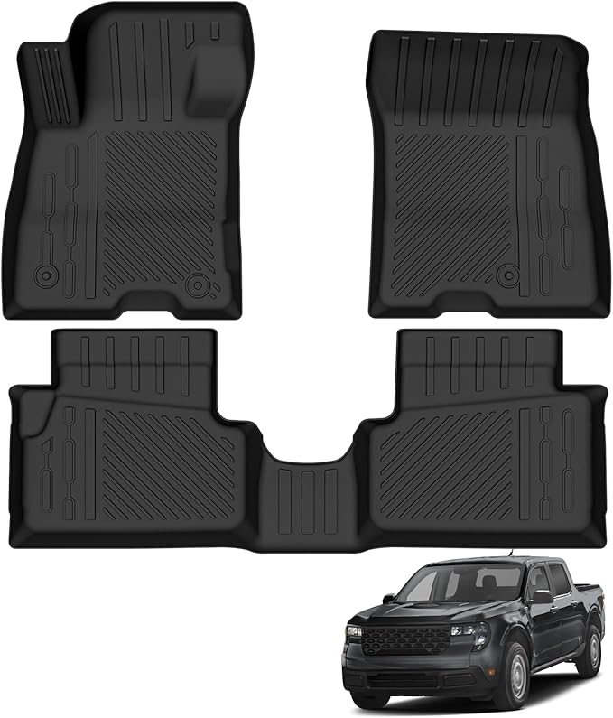 Custom Fit Floor Mats for 2022-2024 2025 Ford Maverick Hybrid, All Weather TPE Floor Liners, Odorless Full Set Interior Accessories