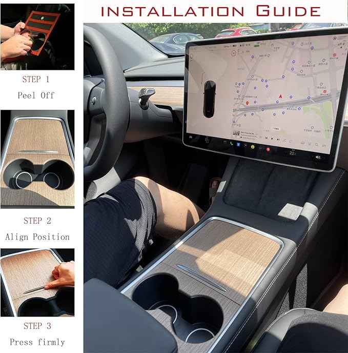 Real Wood Made for Tesla Model 3 Model Y Accessories Center Console Cover Interior Decoration Wrap Kit Tesla Model 3 Model Y 2021-2024 Open Pore