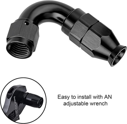EVIL ENERGY 4AN 120 Degree PTFE One Piece Full Flow End Hose Fitting Aluminum Black