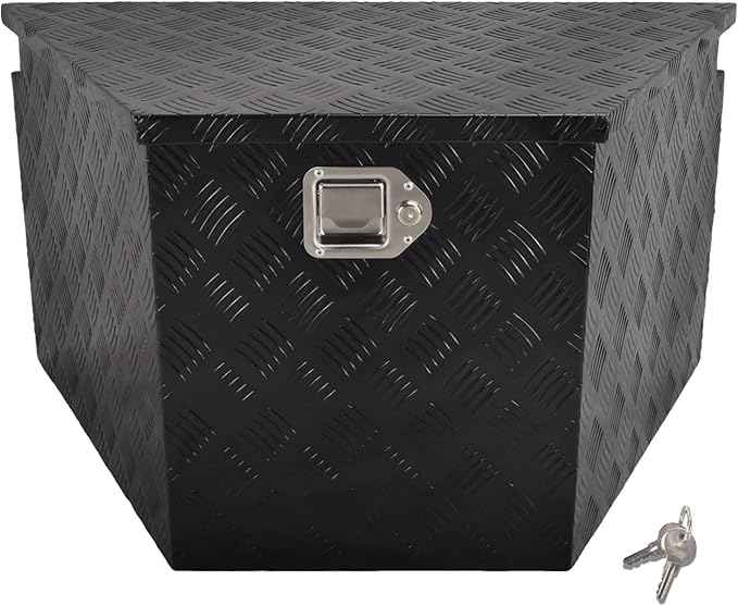 33 Inch Aluminum Trailer Tongue Tool Box 5 Bar Tread Wide Utility ToolBox for Pick Up Truck RV Storage Organizer Tool Box with Lock and Keys - 33"X19"X18" Black